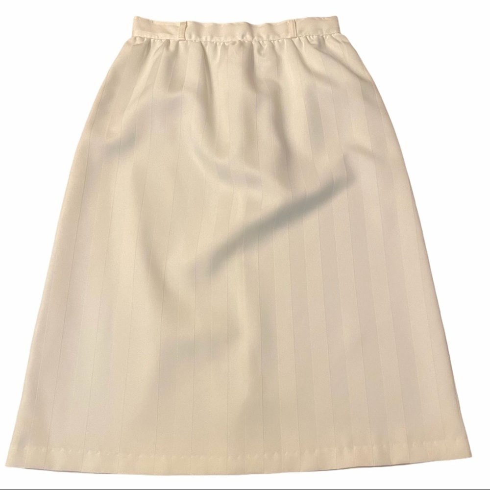Vintage 1980’s White Striped Secretary A Line Skirt, Tailoted Fit, 26” Waist